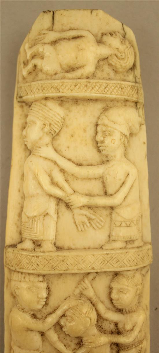 A 19th century west African ivory plaque, 8in.